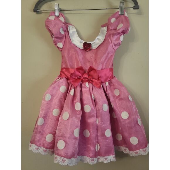 Disney Store Minnie Mouse Girls Dress Sz 2 Dress Up Polka Dot Lace Halloween - Picture 1 of 7